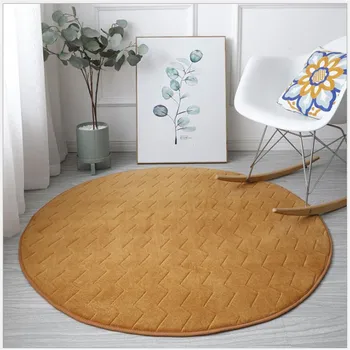 השטיח בסלון החלקה שטיח עגול עבה אלמוגים Velet השינה שטיח חאקי מודרני מרפסת כרית שולחן קפה באזור רכה עיצוב