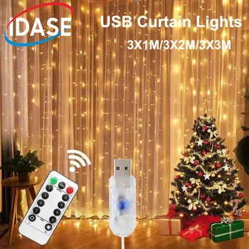 זר LED מסך האורות 8 מצבי USB שלט רחוק פיות אורות מחרוזת חתונה חג המולד תפאורה הביתה השינה פסטיבל מנורת
