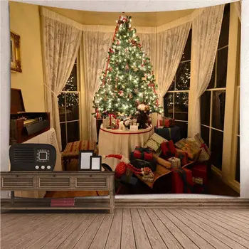 חג המולד שטיח כוכב חג המולד עץ קופסא מתנה טפט פסטיבל עיצוב שטיח קיר עבור בית המגורים, חדר השינה המעונות