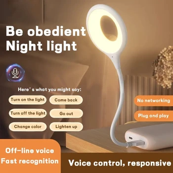 חכם שליטה קולית מנורת שולחן הלילה אור עיניים הגנת ניתן לעמעום אור LED USB מנורת שולחן מעונות סטודנטים השינה קריאה