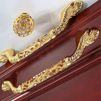 ידיות ארונות ומגירות ארון זהב מעצב Rustless מתכת יוקרה קישוט הבית מלתחה היד אמנות, רהיטים ידיות
