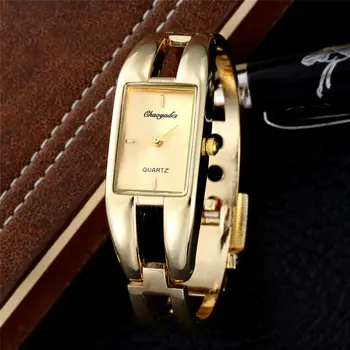 יוקרה כיכר זהב קוורץ שעונים לנשים אופנה נירוסטה גבירותיי שעון אלגנטי קליל צמיד שעון יד Montre פאטאל