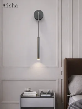 ליד המיטה מנורת קיר נורדי פשוט שחור/לבן LED קיר דקורטיביות מנורות קיר הטלוויזיה בסלון רקע קיר אור הזרקורים.