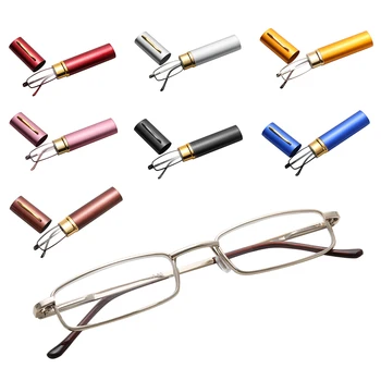 לשני המינים משקפי קריאה עם עט צינור מקרה נייד Presbyopic מסגרת משקפיים במקרה האביב ציר משקפיים משקפיים +1.00~+4.00