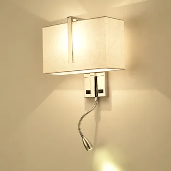 מודרני מלבן בד אהיל אורות קיר נירוסטה במלון מנורת קיר חדר השינה ליד המיטה קריאה Led אור הזרקורים