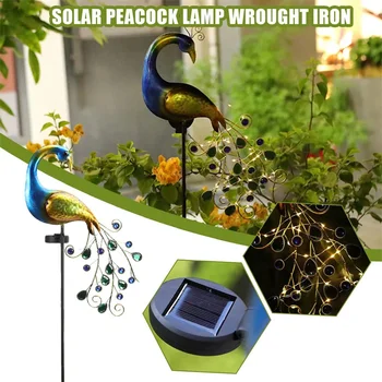 מופעל סולארית דשא הובילו אור טווס עמיד למים פיית גן עיצוב מנורה סולרית עבור ביתן בחצר נוף לגינה דשא אורות