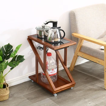 מטלטלין קיפול Teaware מדף קטן מעץ מלא, שולחן צד הביתה, בסלון ספה, שולחן צד קטן, שולחן קפה ומרפסת עושה