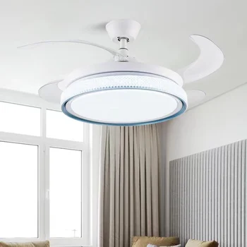 מינימליסטי מאוורר תקרה עם אור Led, שנוי מאווררי תקרה עם 4 נשלף להב Ventilador דה טאטו חדר עיצוב חדר השינה