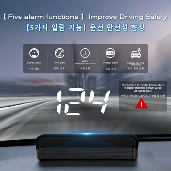 מכונית תצוגה עילית M5 GPS HUD מהירות אזעקה מד המהירות אבחון WarningWater טמפרטורה, מהירות שעון מקרן