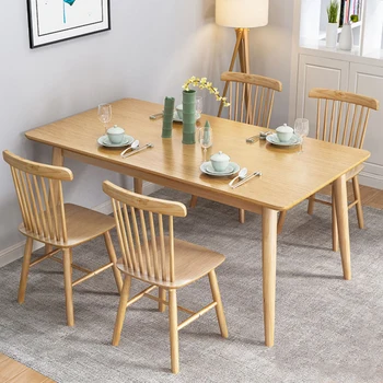 מרובע מעץ מלא פינת אוכל שולחן מטבח נייד מעצב כסאות פינת אוכל שולחן להגדיר יוקרה להגדיר Mesas דה Comedor קישוט הבית