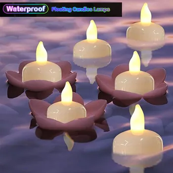 מתחת למים Led אור IP68, עמיד למים סוללה צף LED חשמלי נרות על מים בריכת שחייה מסיבת חתונה עיצוב