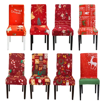 מתנת חג מולד קישוט כיסא כיסוי עבור צד הכיסא לכיסוי למתוח מכסה עבור חיות מחמד חומר אלסטי