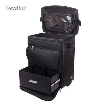 נסיעות חגורת קוסמטיים מקרה קיבולת גבוהה משולבת מטען מתגלגל טווה מותג מקצועי תיקי נסיעות מזוודה גלגלים