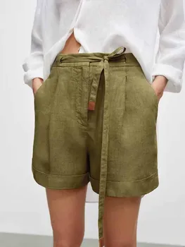 נשים 2023 חדש שיק אופנה שרוך קישוט כיסי צד מזדמנים מכנסיים קצרים גבוהה המותניים רוכסן נקבה Skorts Mujer