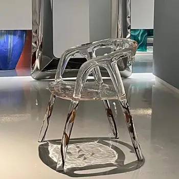 סגנון מודרני כסאות אוכל נייד יוקרה לבן שקוף כיסאות נוח טרקלין כורסה Sillas De Comedor פריטים ביתיים