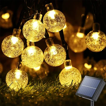 סולארית Led מחרוזת אורות חג המולד תאורה, תפאורה חיצונית 8 מצבי עמיד למים פטיו אור על מסיבת גן קישוט מנורה