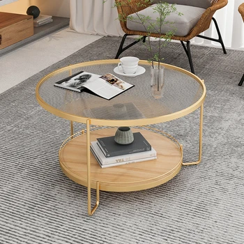 סלון זכוכית מחוסמת שולחן קפה פשוטה מודרנית דירה קטנה סביב שולחן תה מרכז גודל Mesas השולחן נורדי רהיטים