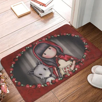 סנטורו Gorjuss מנגה חמודה שירותים החלקה על השטיח האדום הקטן ילדה פלנל שטיח ברוכים הבאים שטיחון עיצוב הבית השטיח