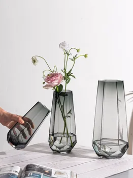 סקנדינבי מינימליסטי יצירתי אגרטל זכוכית שקופה מים נטיעת אגרטל לילי רוז הסלון קישוט פרח