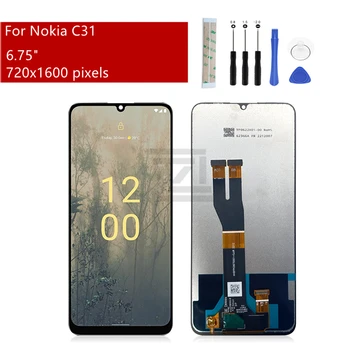 עבור Nokia C31 תצוגת LCD עם מסגרת דיגיטלית הרכבה טה-1499 טה-1497 טה-1493 מסך מגע החלפת חלקי תיקון 6.75