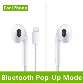 עבור iPhone IOS Bluetooth Pop-Up Wired אוזניות Sillicone In-Ear HiFi בס אוזניות סטריאו מקוריות אוזניות עם מיקרופון דיבורית