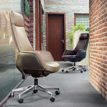 עור המסתובב כיסאות במשרד מודרני ריהוט משרדי ארגונומי כיסא המחשב גבוהה הכיסא בישיבה אחת משחקים כורסה