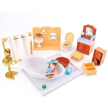 פלסטיק מיני שירותים מיניאטורות ריהוט ערכות להגדיר עבור DIY בית הבובות לילדים צעצוע עיצוב בובה מתנה לילדים