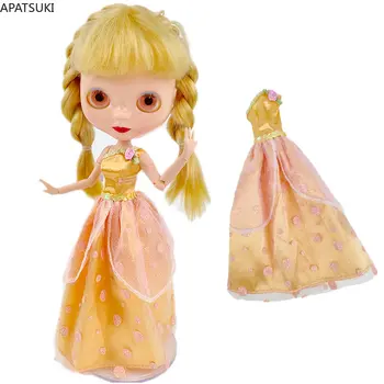 צהוב מנוקד בגדי בובה על בליית שמלת בובה נסיכה השמלה עבור ניאו בליית 1/6 אביזרים תלבושות Licca בובות