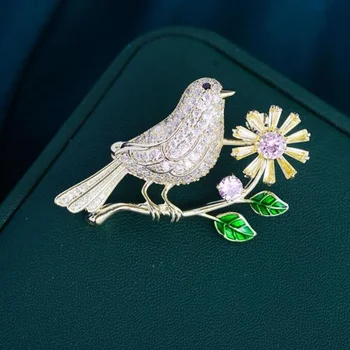 ציפור חמוד אלגנטי עומד סניף פרח סיכה יצירתי רב-תכליתי ציפור אהבה שמלת ערב זר נוי אביזרים מתנה