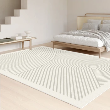 צרפתי בצבע קרם קישוט סלון שטיחים פשוטים עם פסים השינה ליד המיטה רכות רכות המזרן אור יוקרה ללמוד במלתחה השטיח