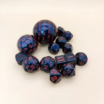קוביות Polyhedral 15Pcs/סט D3-D100 כדורית RPG להשלים DND אטום שחור 100 הצדדים קוביות משחק תפקידים שולחן המסיבה משחק לוח