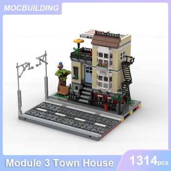 קצת Modulars מודול 3 בית העיר מודל MOC אבני הבניין DIY להרכיב לבנים הארכיטקטורה העיר צעצועים יצירתי מתנות 1314PCS