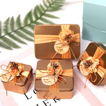 רב-סגנון Tinplate במתנה קופסת זהב מתכת אמנות קופסת ממתקים ליום הולדת מסיבת חתונה עיצוב בצורת לב מתנה קופסת אריזת מתנה