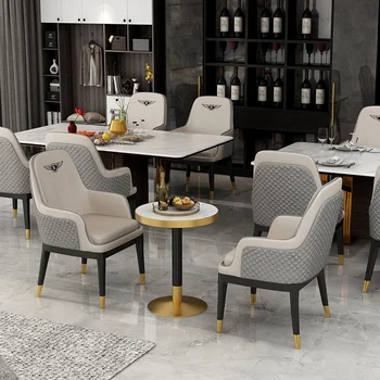 ריהוט מודרני עור האוכל כסאות חדר האוכל האור יוקרה הפנאי המלון סלון כסאות משענת כיסא האוכל