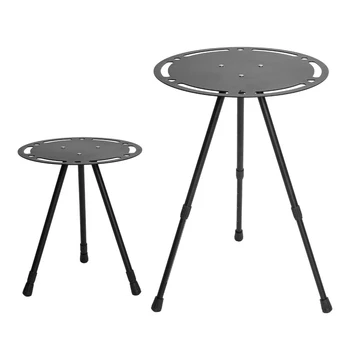 שחור קמפינג שולחן עגול קטן סגסוגת אלומיניום האולטרה מתכוונן קיפול שולחן פיקניק תיירות חיצונית דייג רהיטים